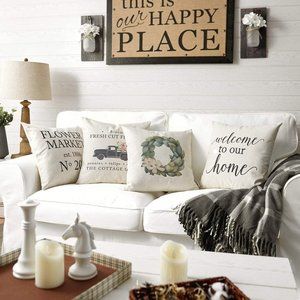 New 4pcs Decorative Farmhouse Pillow Covers 18x18